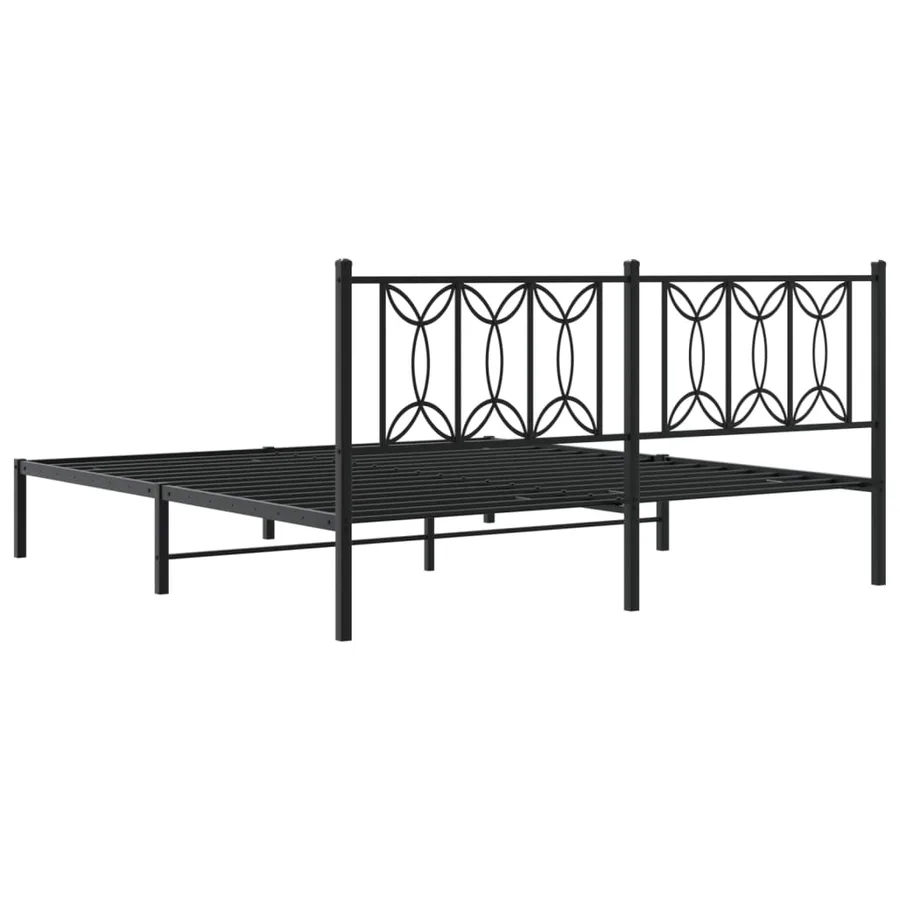 Cadre de lit métal sans matelas et tête de lit noir 180x200 cm - 6