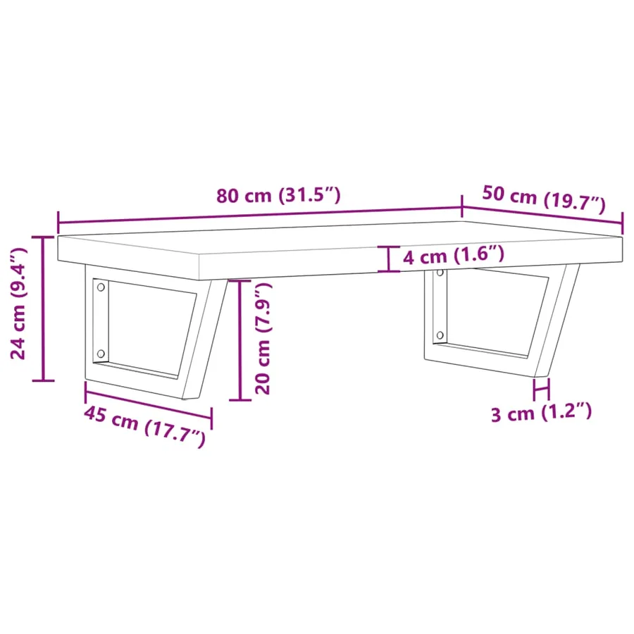 Étagère de vasque murale acier et bois massif d'acacia - 11