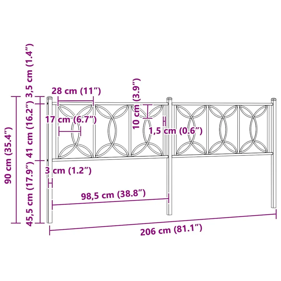 Tête de lit de remplacement métal noir 200 cm - 6