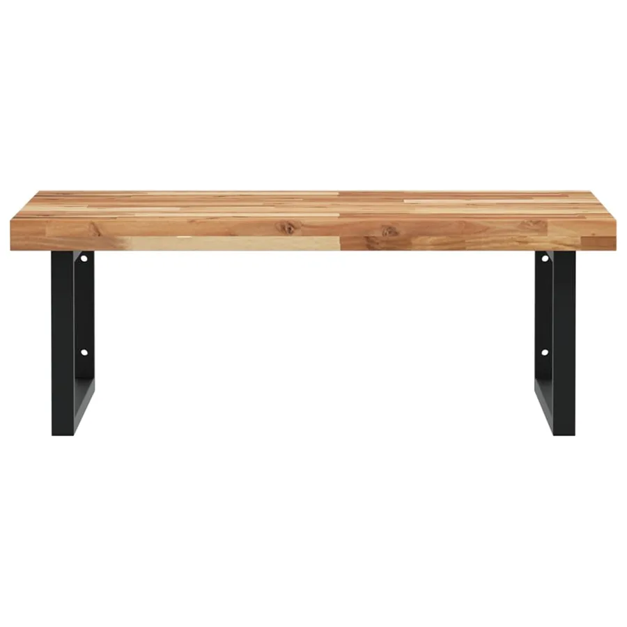 Étagère de vasque murale acier et bois massif d'acacia - 4