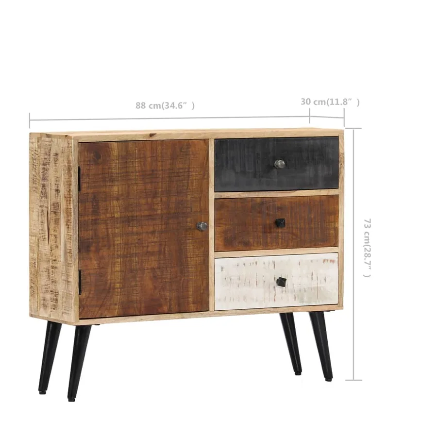 Buffet 88x30x73 cm Bois de manguier massif - 9