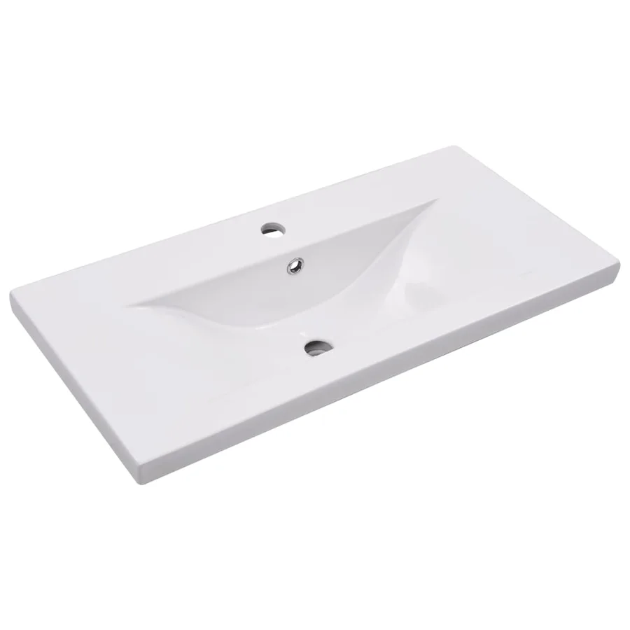 Ensemble de meubles de bain 2pcs céramique et bois d'ingénierie - 6