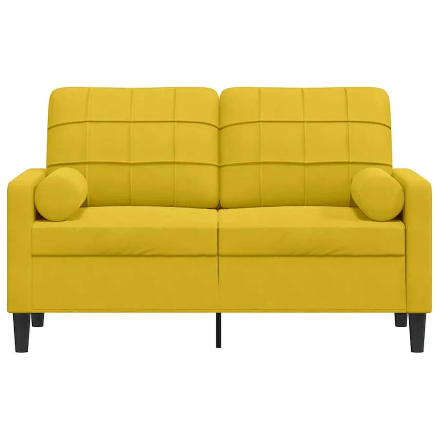 Canapé 2 places avec oreillers décoratifs jaune 120 cm velours - 3