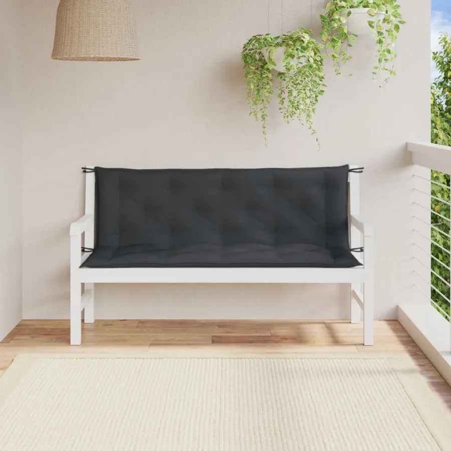 Coussins de banc de jardin lot de 2 anthracite mélangé tissu - 3