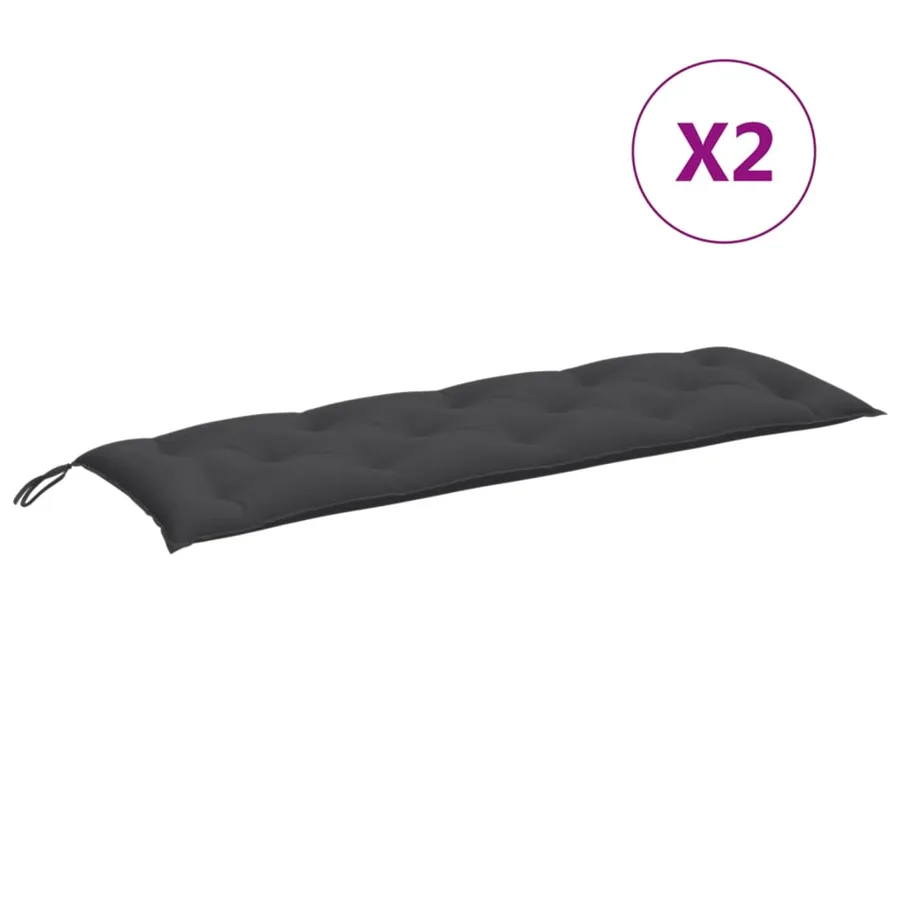Coussins de banc de jardin lot de 2 anthracite mélangé tissu - 4