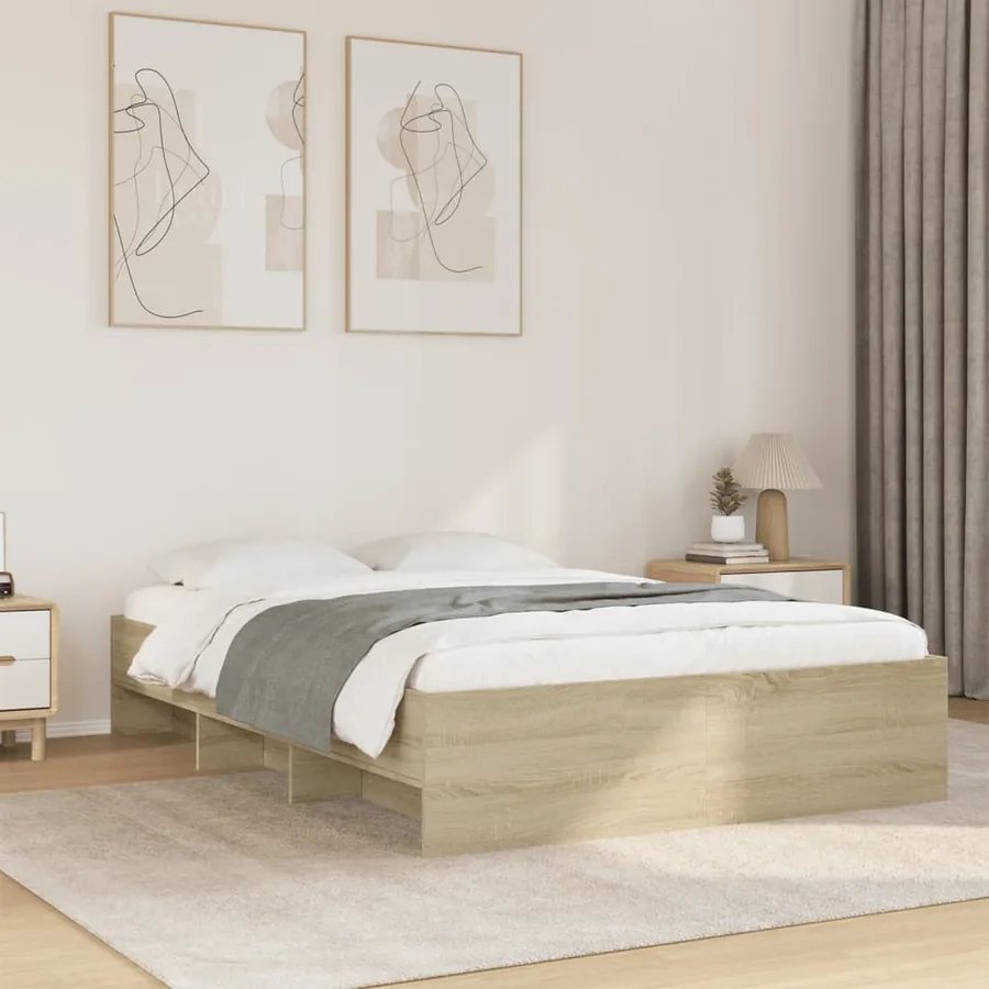 Cadre de lit sans matelas chêne sonoma 140x200 cm