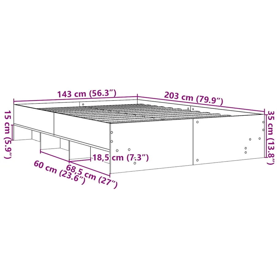 Cadre de lit sans matelas chêne sonoma 140x200 cm - 10