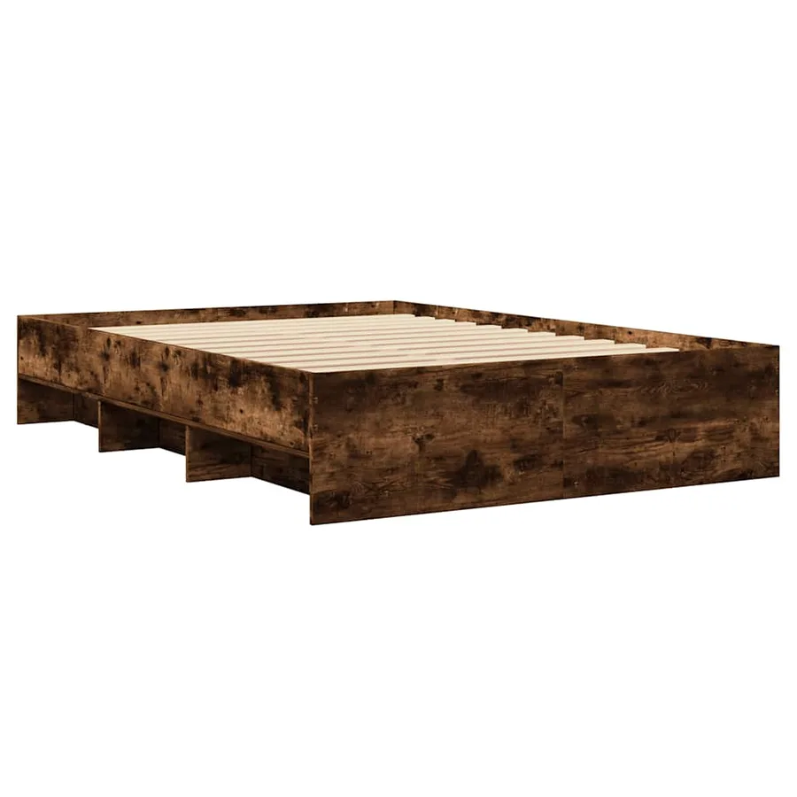 Cadre de lit sans matelas chêne fumé 140x200 cm bois ingénierie - 4