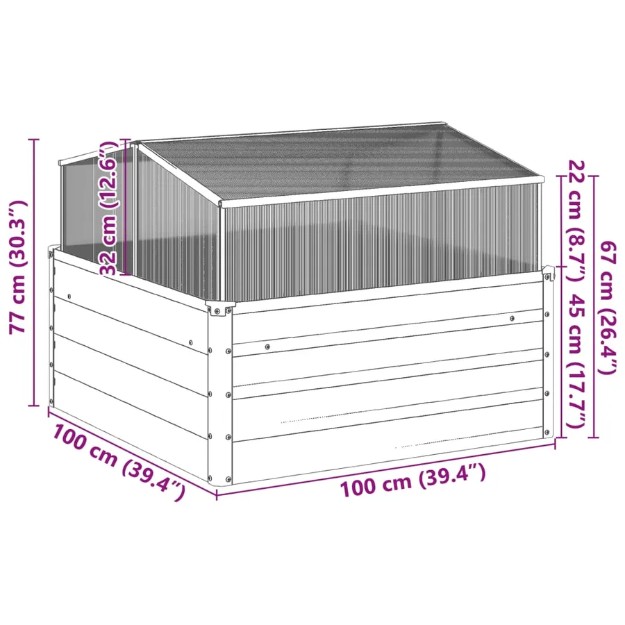 Jardinière de jardin avec serre acier résistant aux intempéries - 11