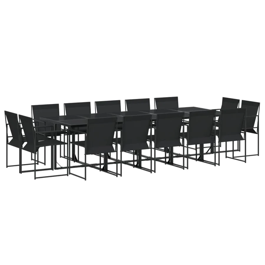 Ensemble à manger de jardin 15 pcs noir textilène - 2