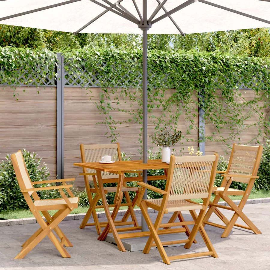 Ensemble à manger de jardin 5pcs beige polypropylène et bois