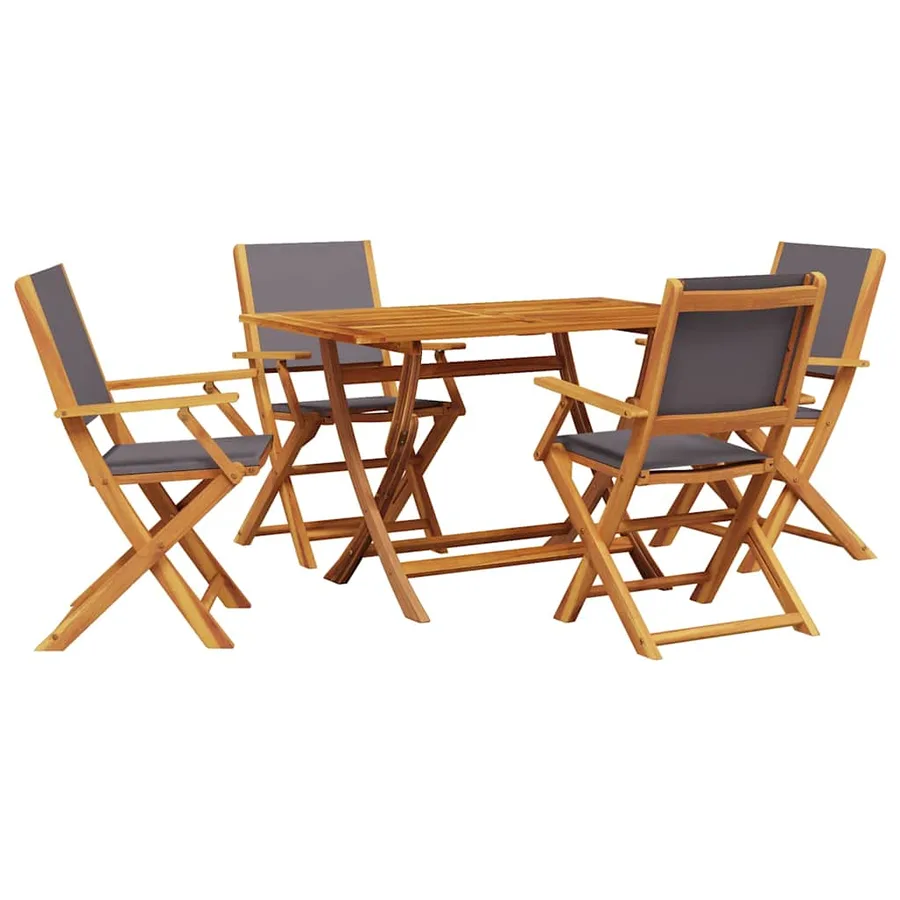 Ensemble à manger de jardin 5 pcs anthracite tissu bois massif - 2