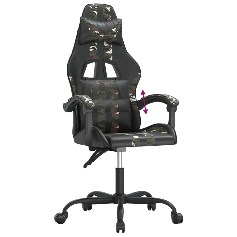 Chaise de jeu Noir et camouflage Similicuir - 7