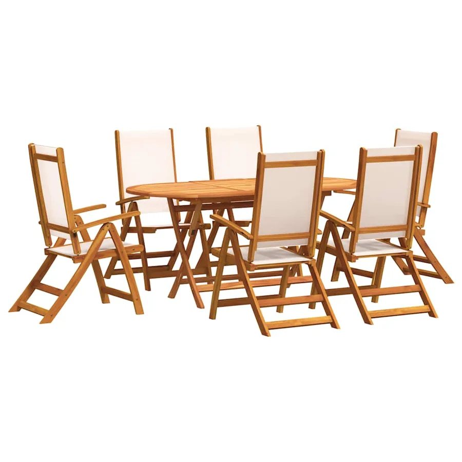 Ensemble à Manger de jardin 7pcs bois d'acacia solide textilène - 2