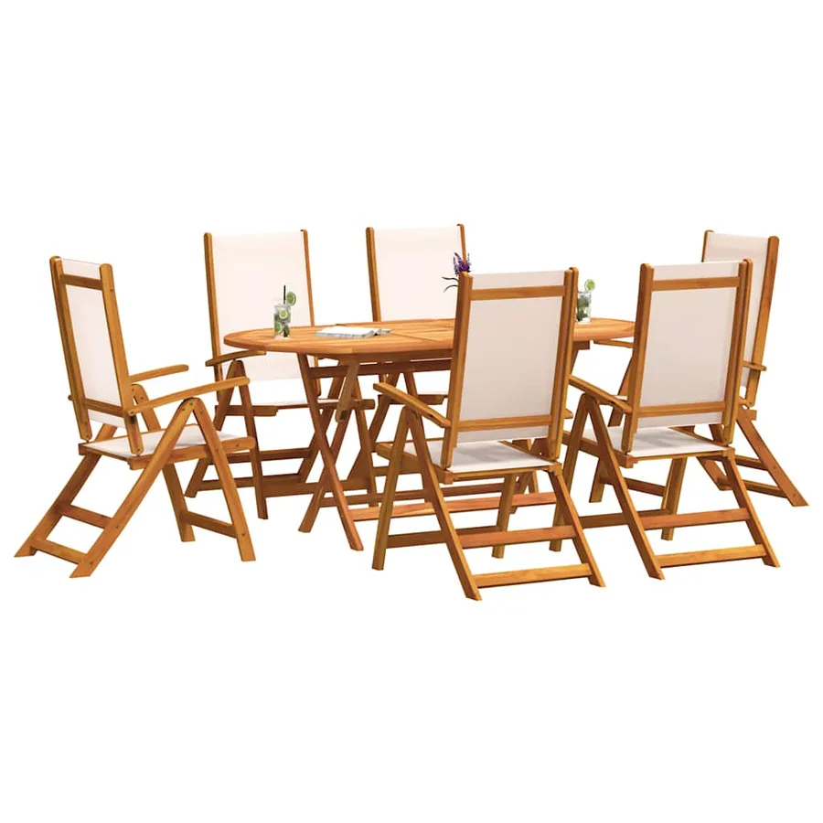 Ensemble à Manger de jardin 7pcs bois d'acacia solide textilène - 8