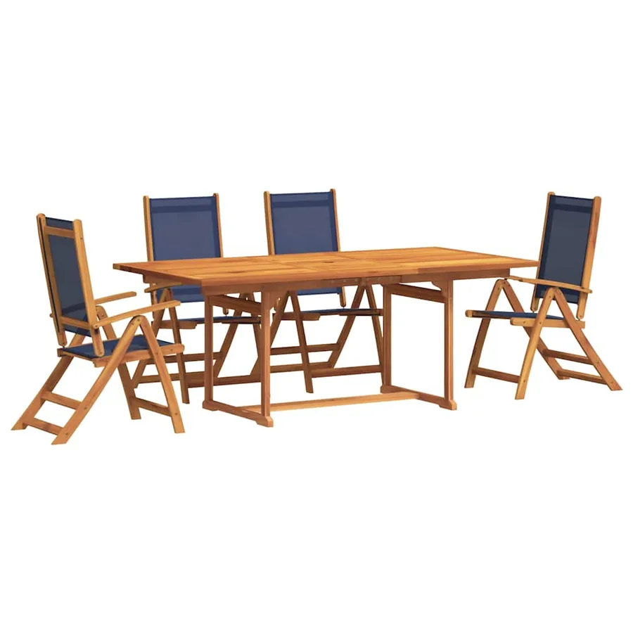 Ensemble à manger de jardin 5pcs bois d'acacia solide textilène - 2