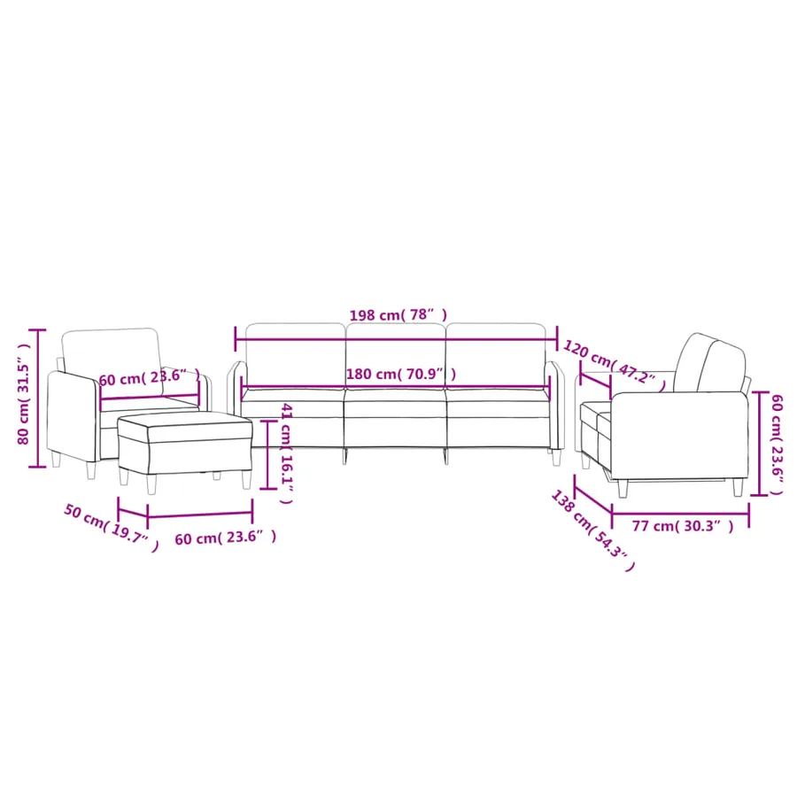 Ensemble de canapés 4 pcs crème velours - 10
