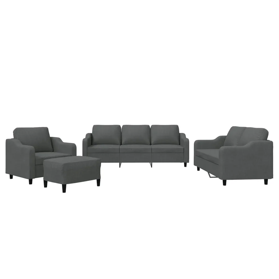 Ensemble de canapés 4 pcs avec coussins Gris foncé Tissu - 2