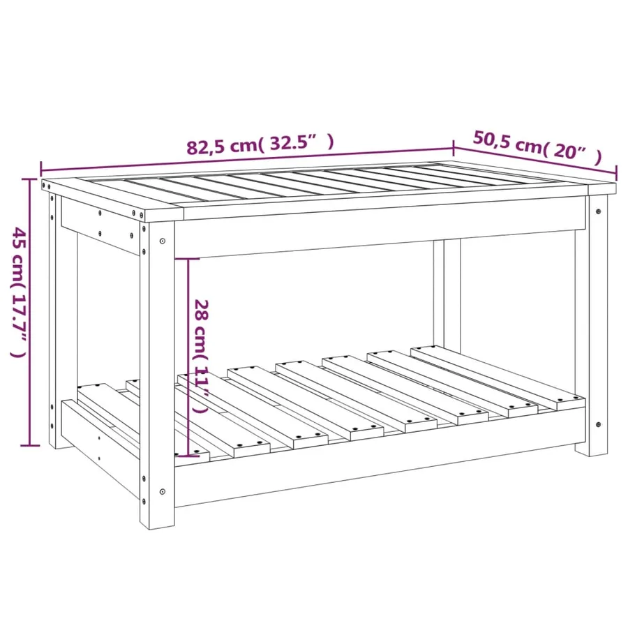 Table de jardin 82,5x50,5x45 cm bois massif de pin - 8