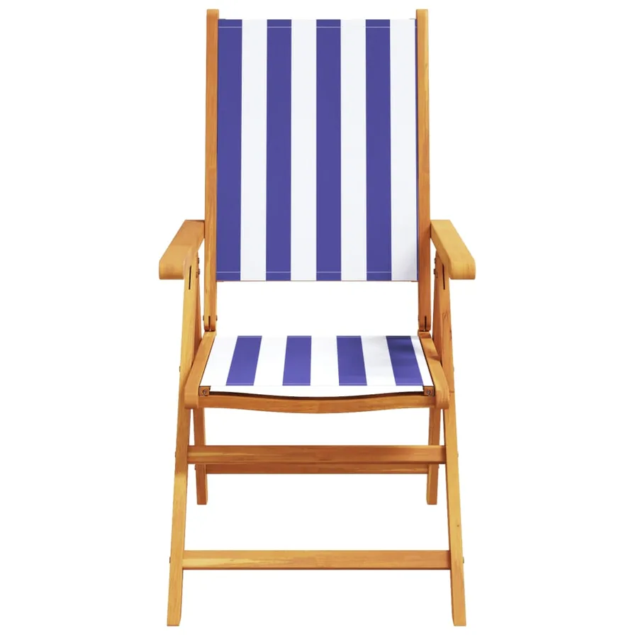 Chaises inclinables de jardin lot de 4 tissu et bois massif - 4