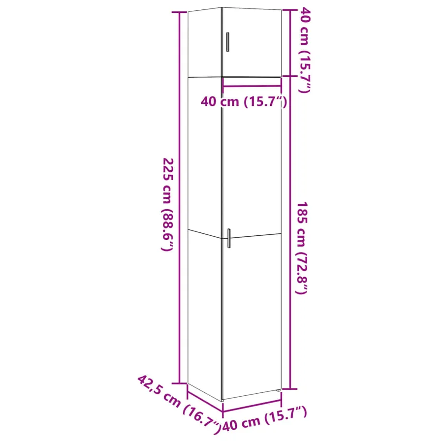 Armoire de rangement mince blanc 40x42,5x225 cm - 14