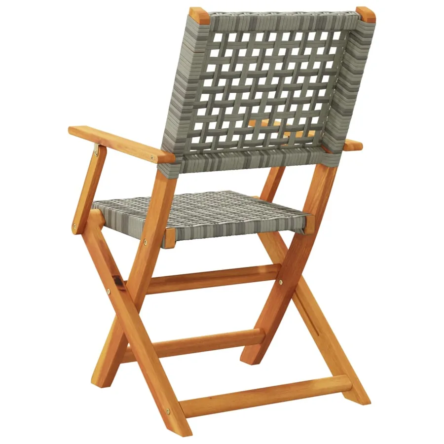 Chaises de jardin lot de 2 gris bois massif d'acacia et rotin - 7