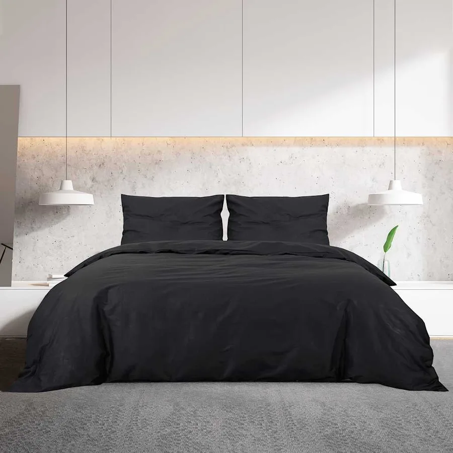Ensemble de housse de couette Noir 140x200 cm Coton - 3