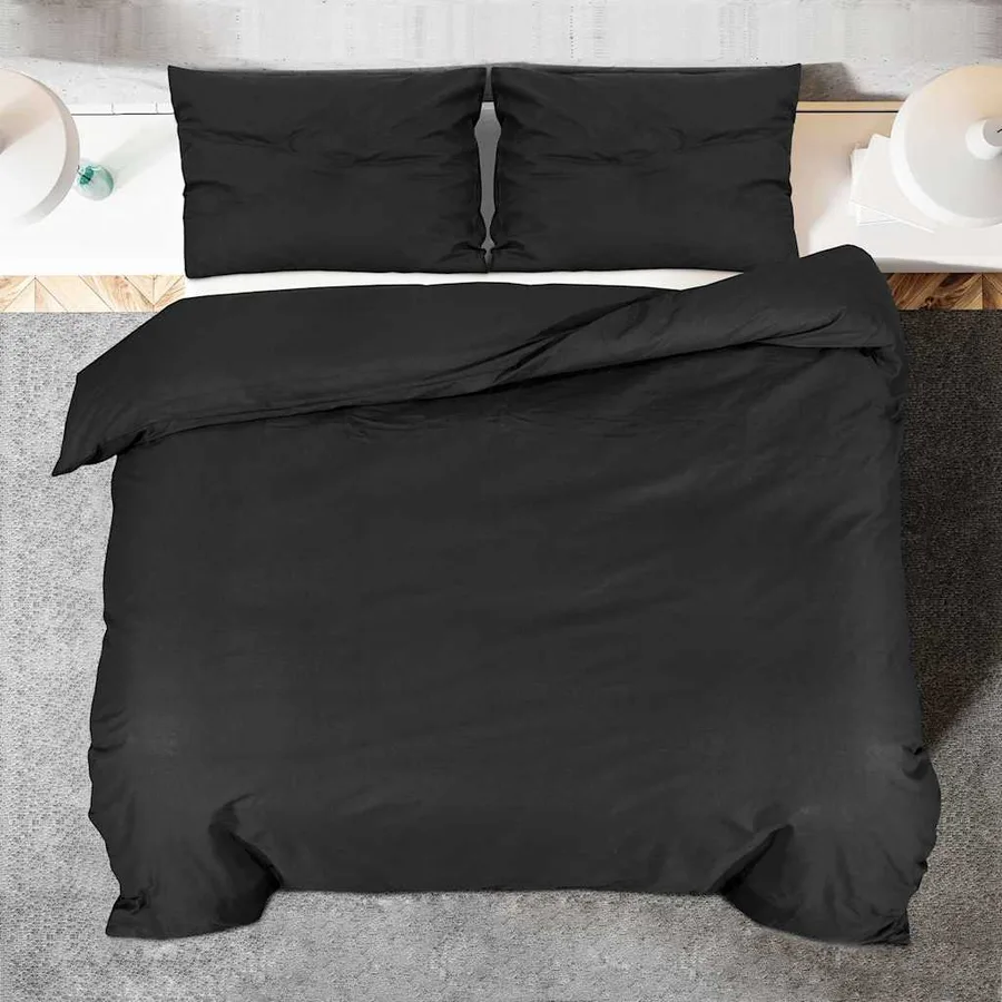 Ensemble de housse de couette Noir 140x200 cm Coton - 5