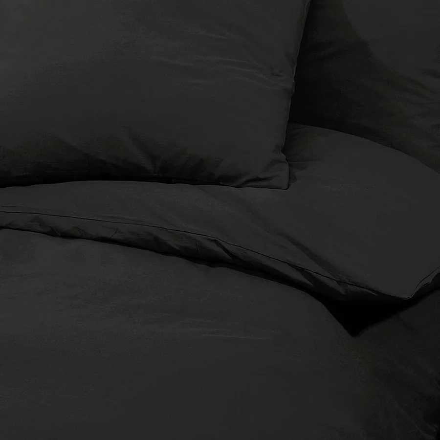 Ensemble de housse de couette Noir 140x200 cm Coton - 7