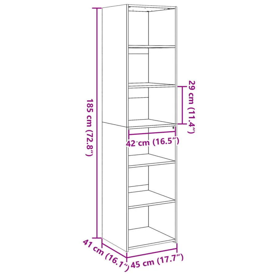 Buffet haut blanc 45x41x185 cm bois d'ingénierie - 9