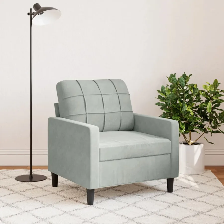 Fauteuil Gris clair 60 cm Velours - 3