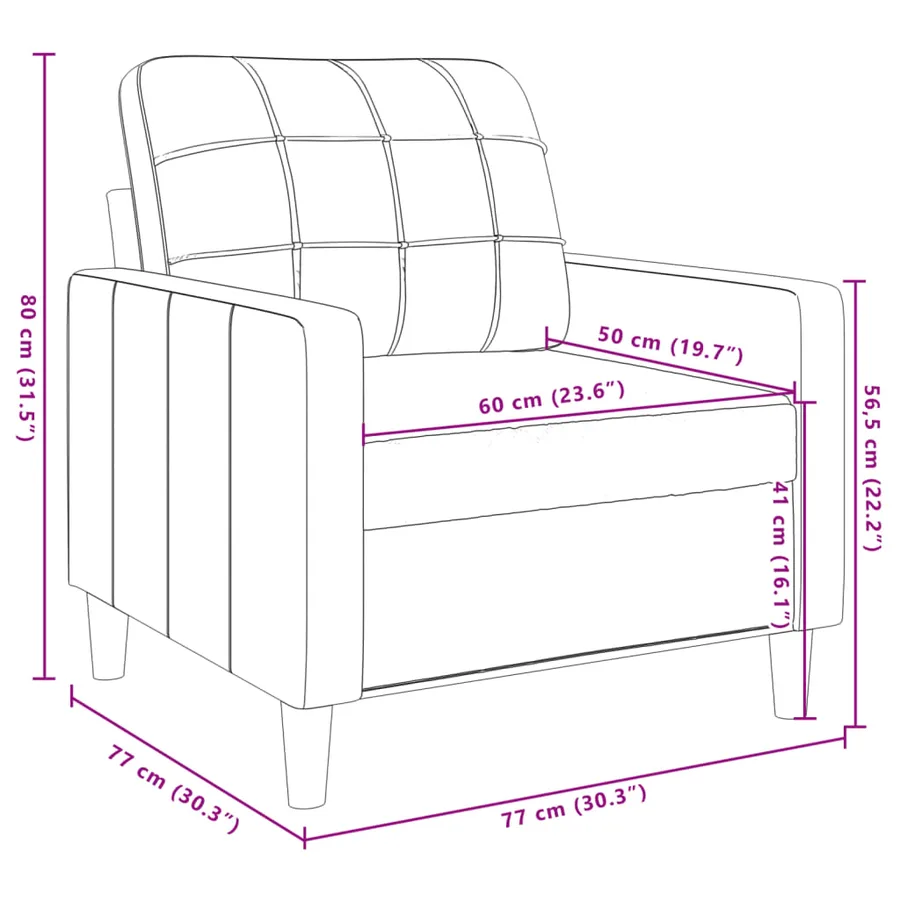 Fauteuil Gris clair 60 cm Velours - 8