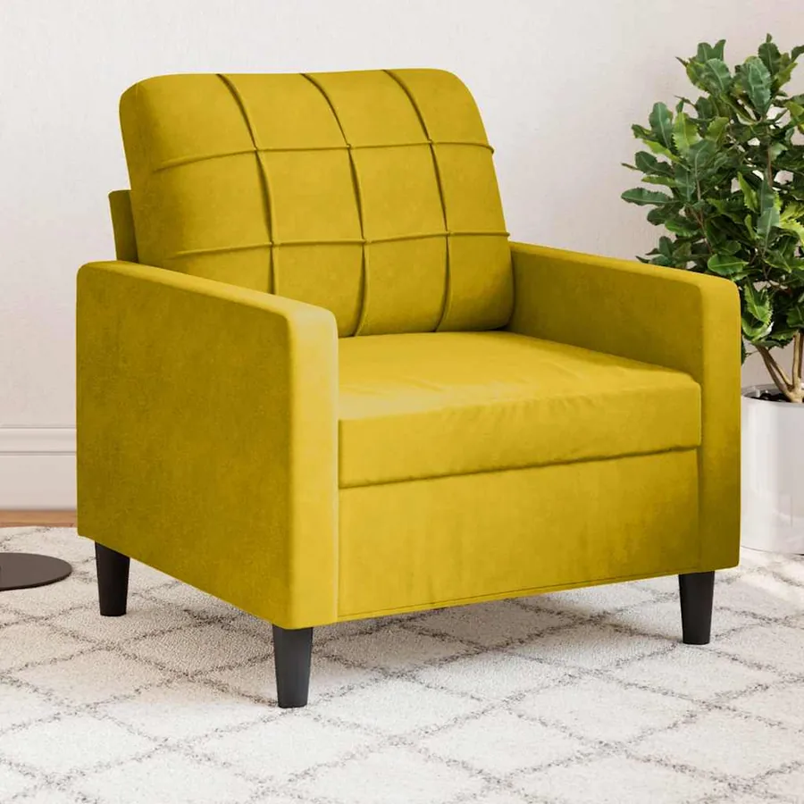 Fauteuil Jaune 60 cm Velours