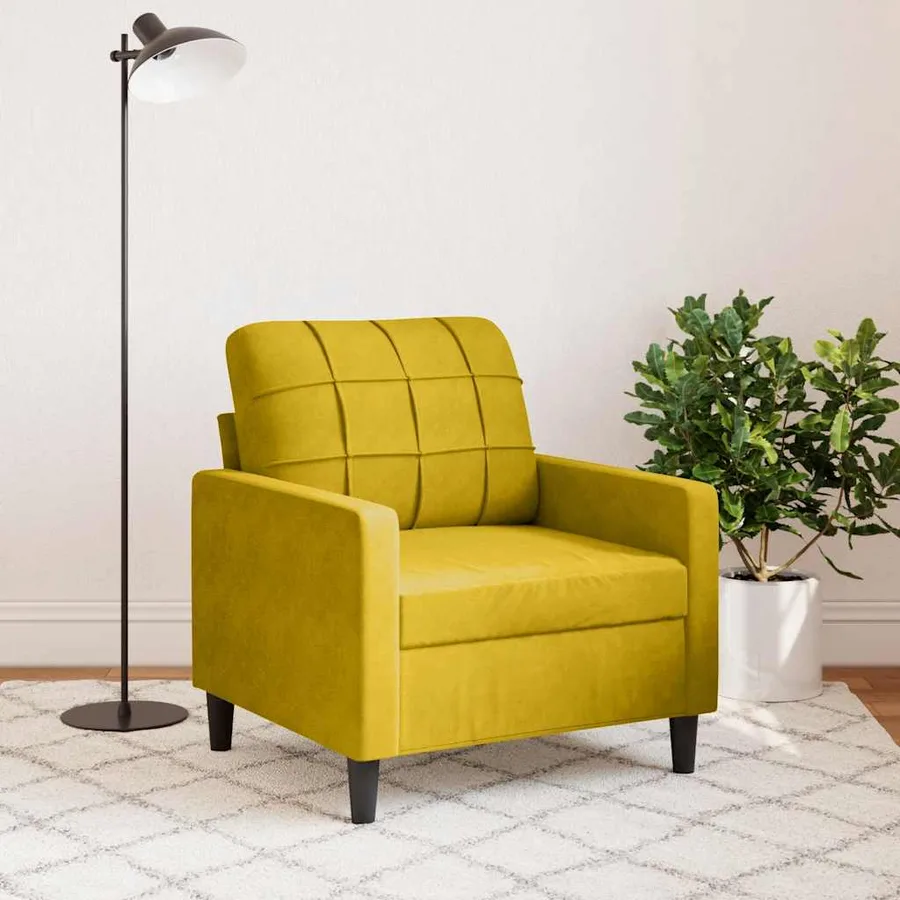 Fauteuil Jaune 60 cm Velours - 3