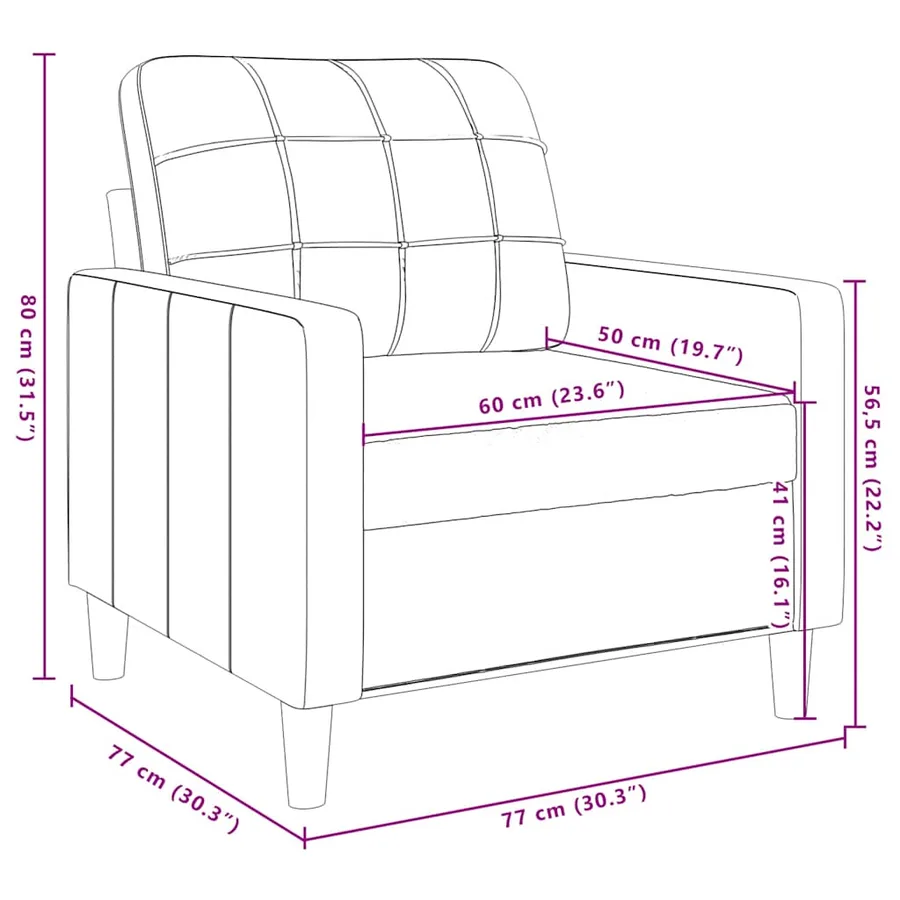 Fauteuil Jaune 60 cm Velours - 9