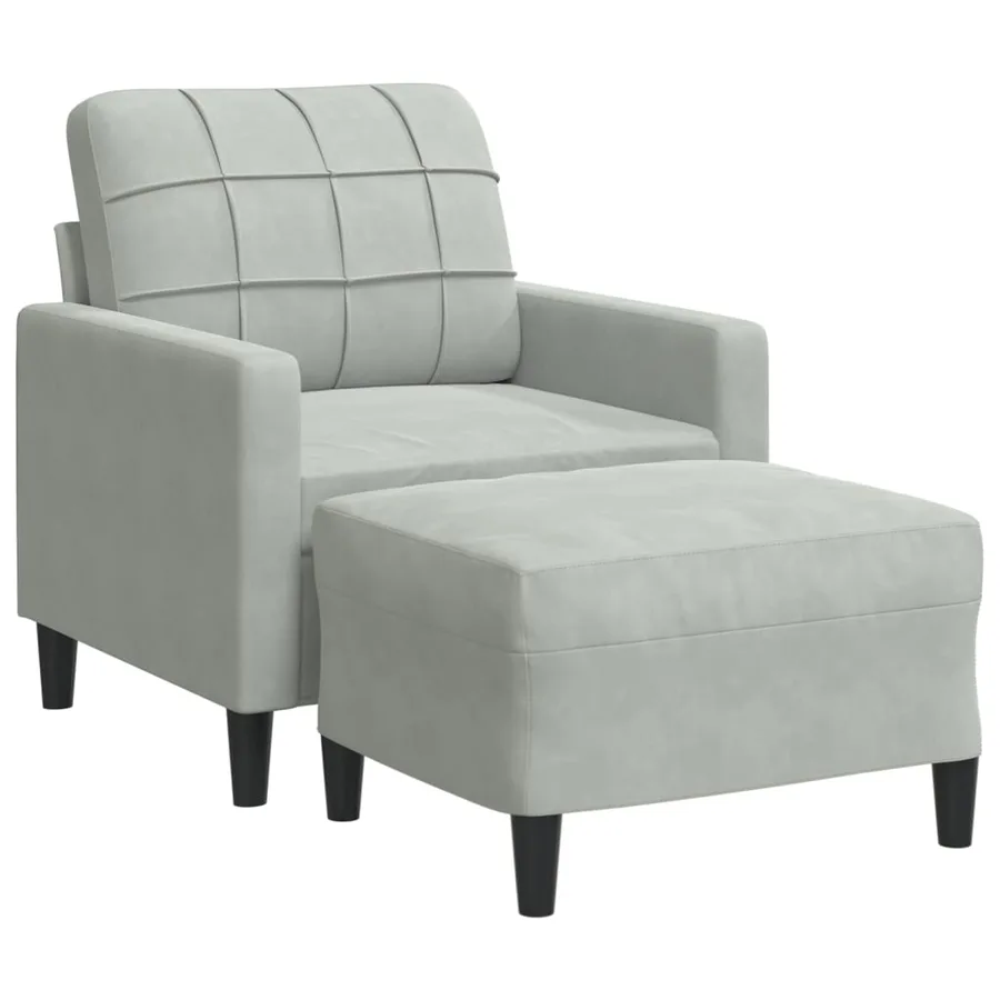 Fauteuil avec repose-pied Gris clair 60 cm Velours - 2