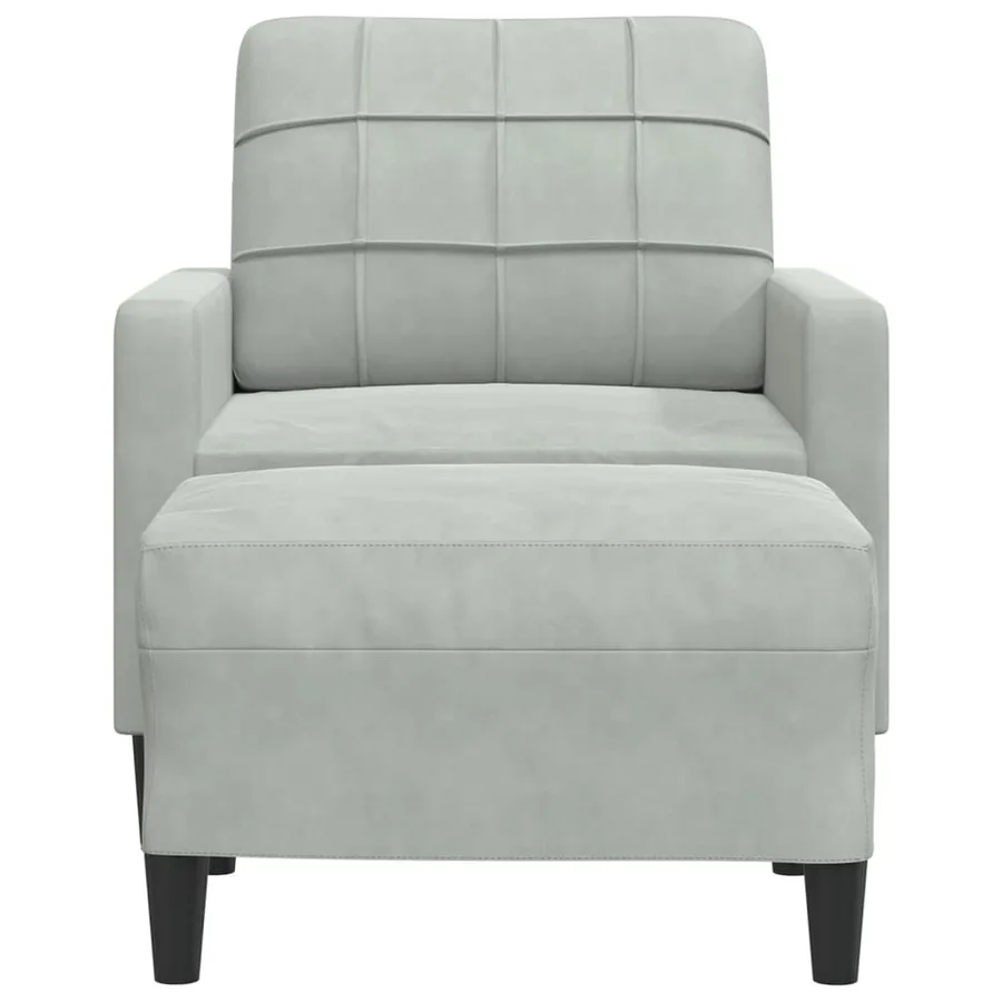 Fauteuil avec repose-pied Gris clair 60 cm Velours - 3