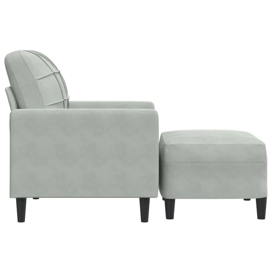 Fauteuil avec repose-pied Gris clair 60 cm Velours - 4