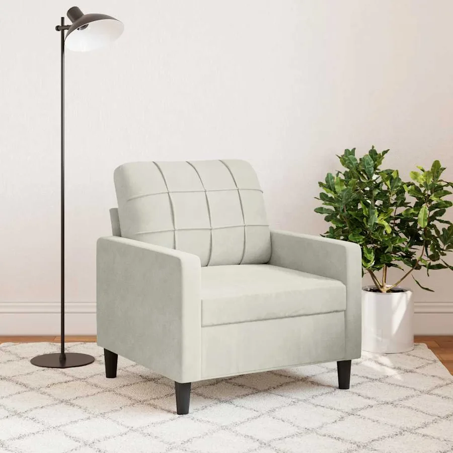 Fauteuil Crème 60 cm Velours - 3