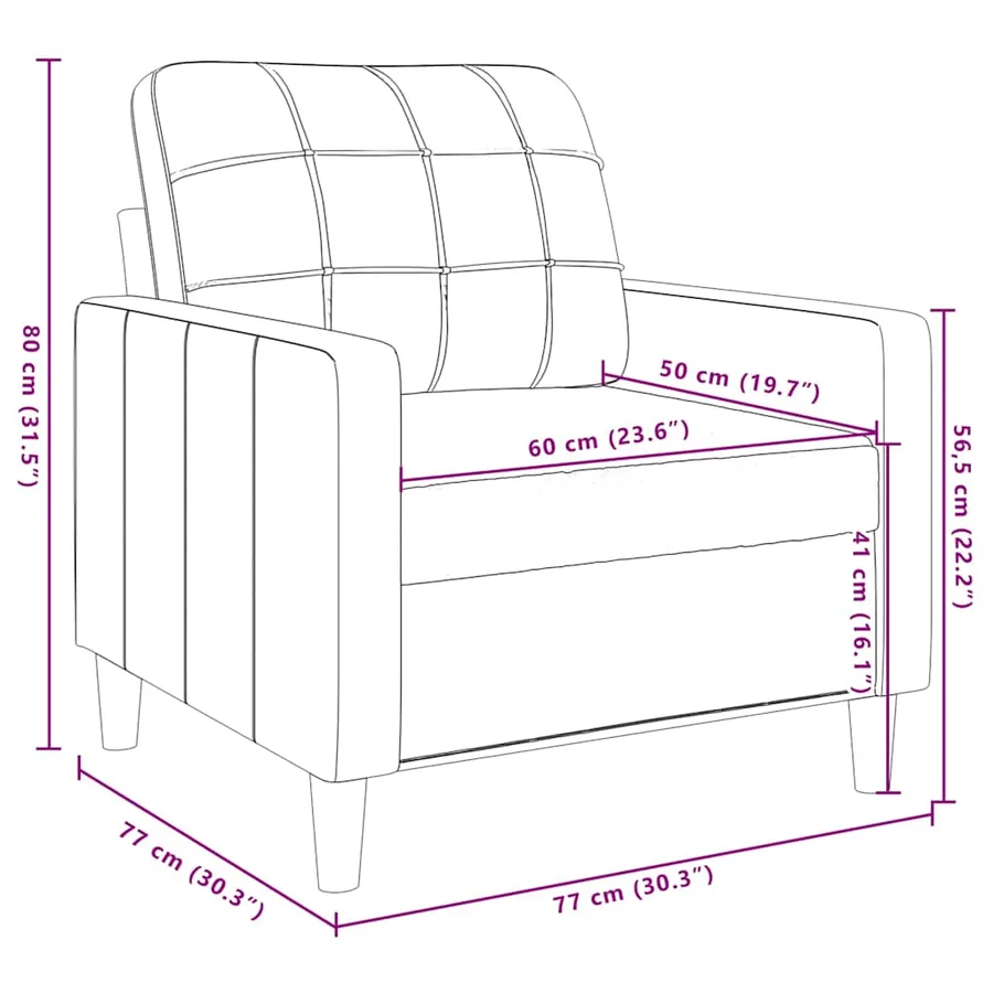 Fauteuil Crème 60 cm Velours - 8