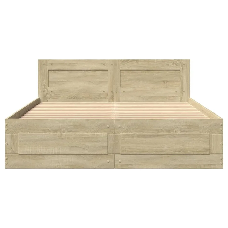 Cadre de lit tête de lit sans matelas chêne sonoma 140x200 cm - 5