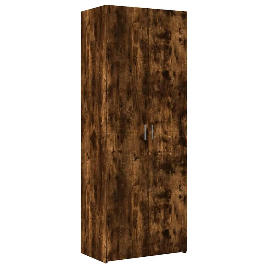 Buffet haut chêne fumé 70x42,5x185 cm bois d'ingénierie - 2