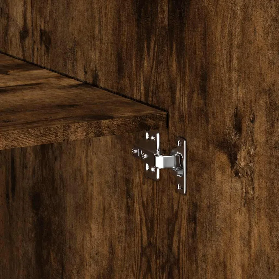 Buffet haut chêne fumé 70x42,5x185 cm bois d'ingénierie - 6