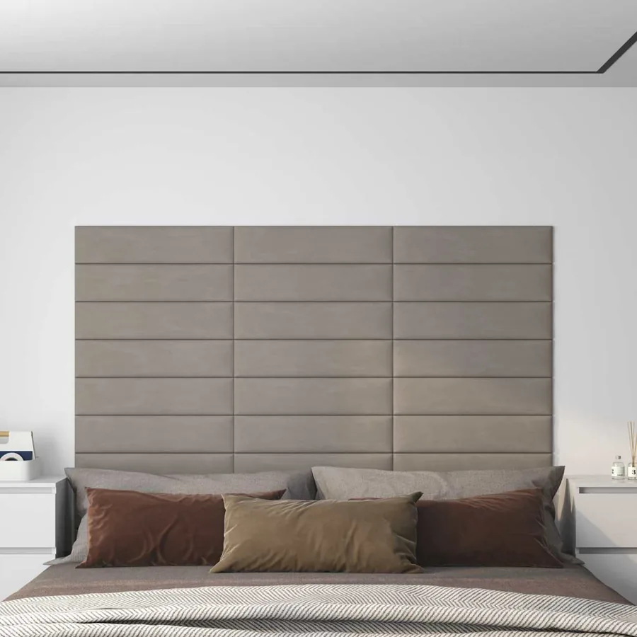 Tête de lit murale 12 pcs Gris clair Velours