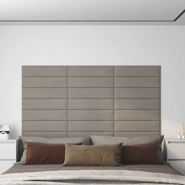 Tête de lit murale 12 pcs Gris clair Velours