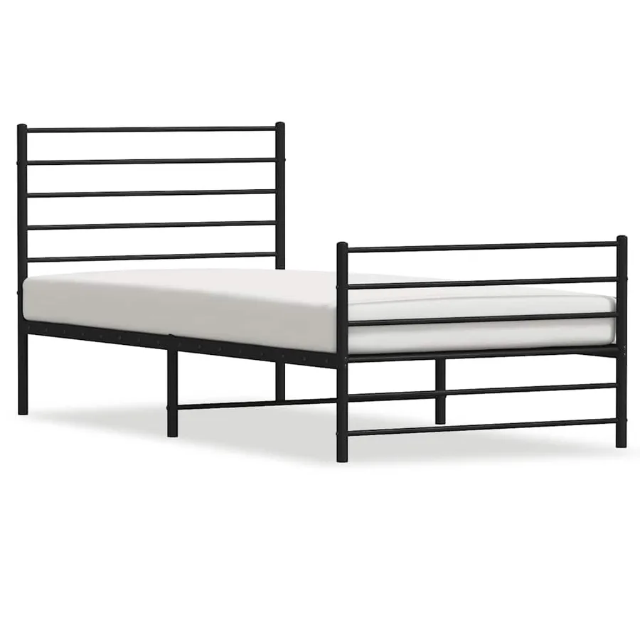Cadre de lit métal sans matelas avec pied de lit noir 90x200 cm - 2