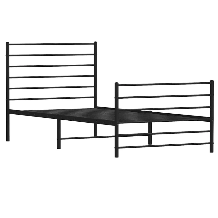 Cadre de lit métal sans matelas avec pied de lit noir 90x200 cm - 3