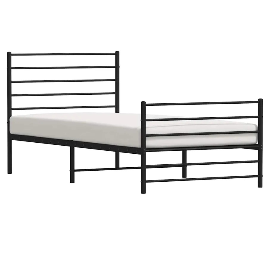 Cadre de lit métal sans matelas avec pied de lit noir 90x200 cm - 5