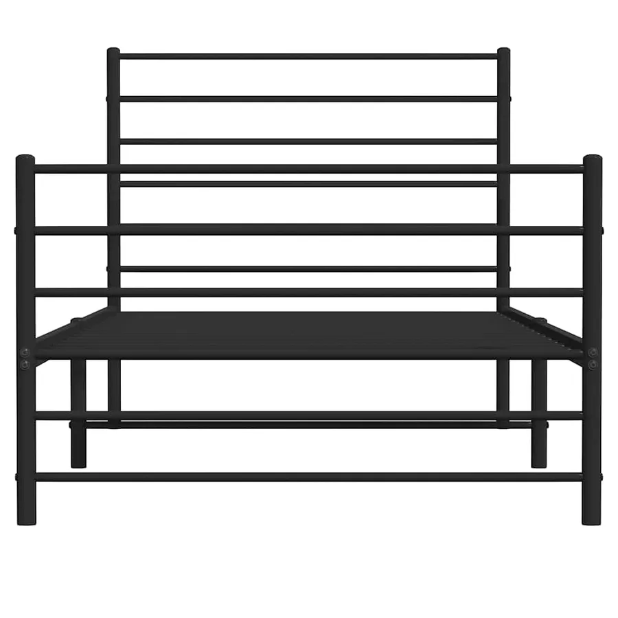 Cadre de lit métal sans matelas avec pied de lit noir 90x200 cm - 6