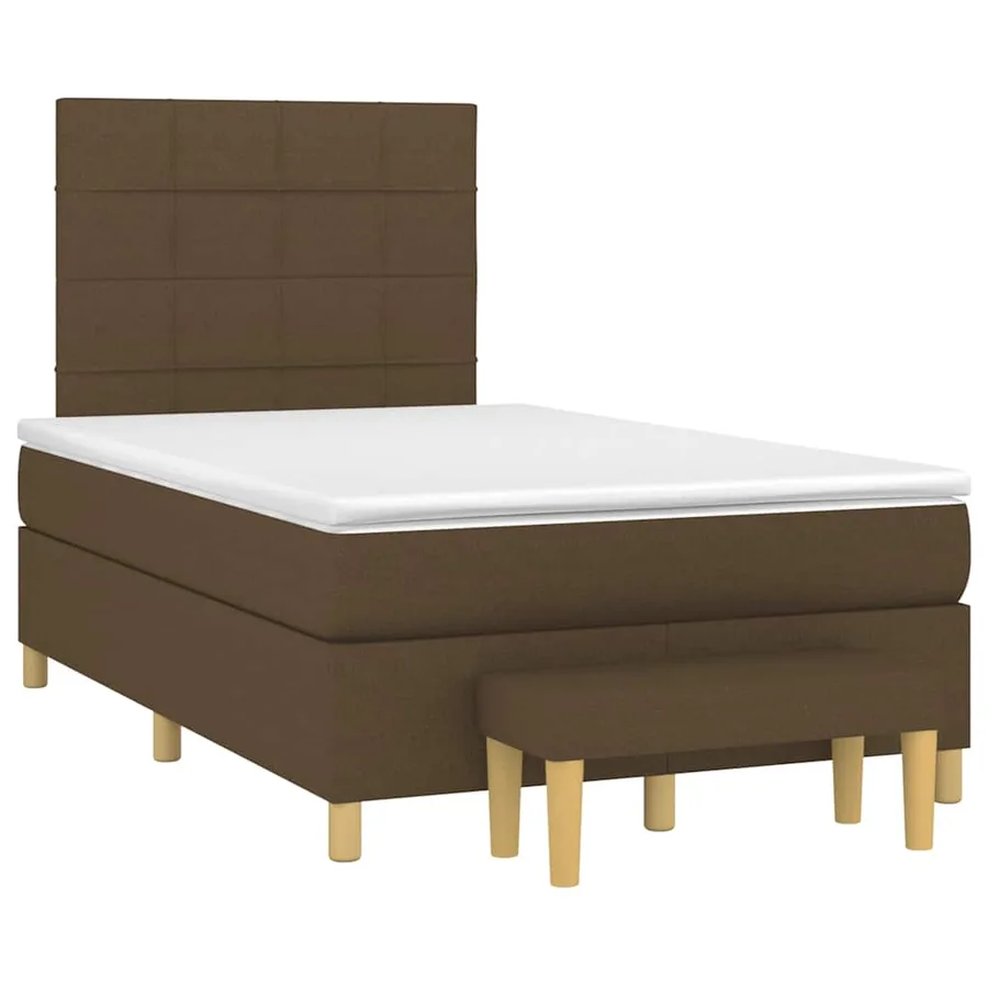 Sommier à lattes de lit et matelas marron foncé 120x190cm tissu - 2